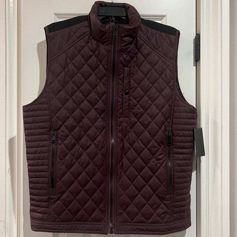 Murano Men's Large Quilted Burgundy Vest